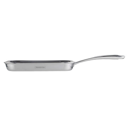 Tramontina Utsava Tri-Ply Clad Stainless Steel 10-Inch Square Grill Pan with Ceramic Non Stick Interior, Induction-Ready