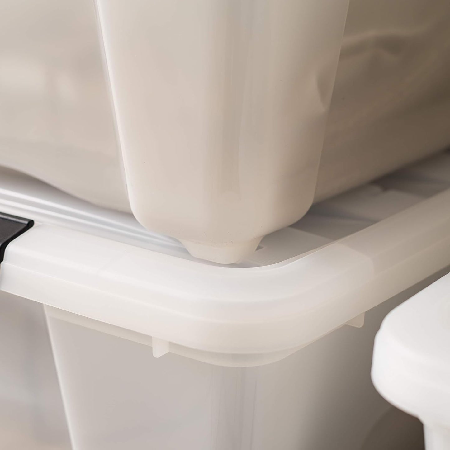 IRIS USA 54 Quart Stackable Plastic Storage Bins with Lids and Latching Buckles, 6 Pack - Pearl, Containers with Lids and Latches, Durable Nestable Closet, Garage, Totes, Tubs Boxes Organizing