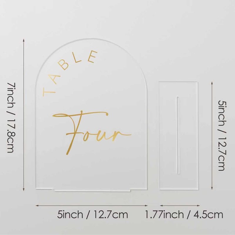 JINMURY Frosted Arch Wedding Table Numbers 1-30 with Stands, 5x7 Inch Acrylic Arch Sign with Golden Lettering, Frosted and Gold Table Numbers for Wedding Reception