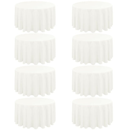 8 Pack Ivory Round Tablecloth 120 Inch Circle Polyester Table Cloth, Washable Fabric Stain and Wrinkle Resistant Table Cover Round Tableclothes for Wedding Parties Banquet Reception Dining