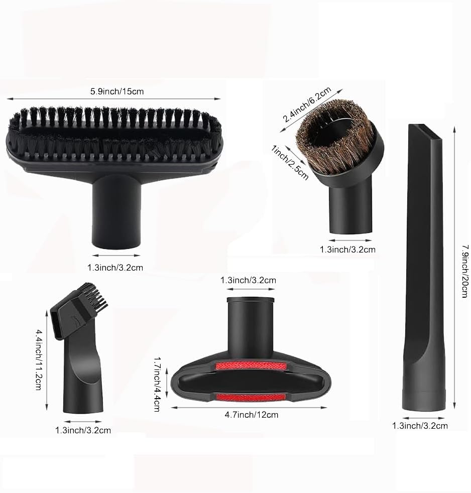 7 PCS Vacuum Attachments Replacement for Shop Vac - 1 7/8" to 1" Adapter, 1 1/4" Household Cleaning Accessories Brush