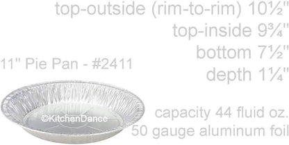 KitchenDance Disposable Aluminum Pie Pan - 11" Heavy Duty Nonstick Foil Pans for Baking and Cooking, 10 Pack