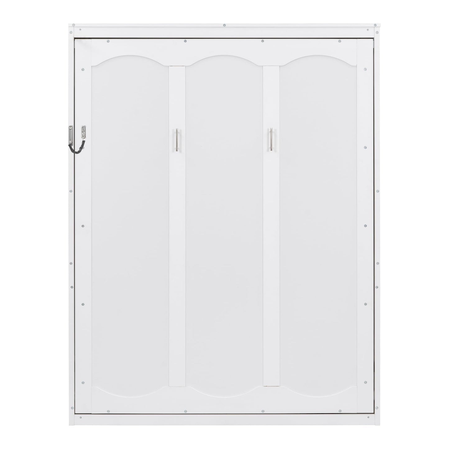 Jintop Queen Size Murphy Bed Wall Beds with Storage Shelves,Hide Away Bed Frame Easily Folds into Wood Cabinet,W/Mattress Holder,for Small Space,Guest Room,Apartment,White
