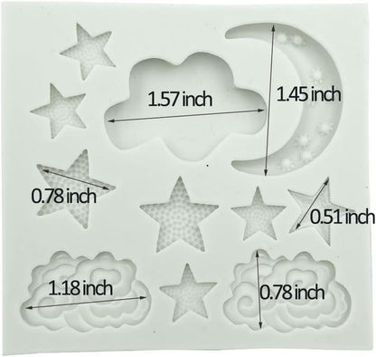 1Pc Star Moon Clouds Shaped Silicone Fondant Molds, Candy Chocolate Molds for DIY Cake Decorating Supplies