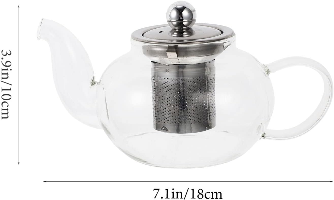 Hemoton Glass Teapot Stovetop Tea Kettle, Tea Dispenser with Infuser for Tea Coffee Drink 400ML