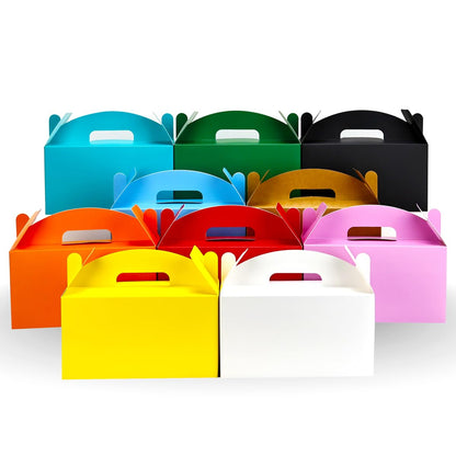 Aosric Gable Gift Boxes with Handles, 30 Pack Colorful 9.45"x5"x5" Cardstock Large Bulk Treat Boxes for Party Favors, Birthday, Baby Shower, Wedding, Holiday Gifts