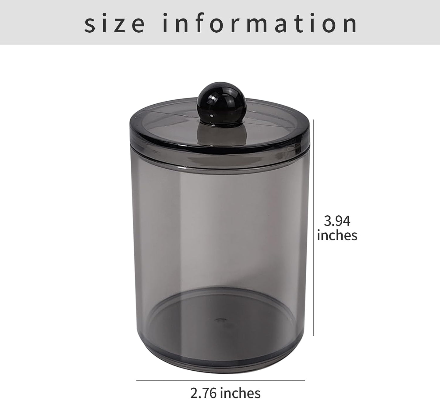 Skiennix 2-Pack Black Plastic Qtip Holder - Stylish Bathroom Vanity Organizer for Cotton Swabs & More