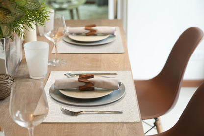 homing Faux Cotton Linen Placemats Set of 8, Cloth Washable Farmhouse Dining Table Mats for Indoors & Outdoors, Easy to Clean, Neutral Beige, 13 x 19 Inch