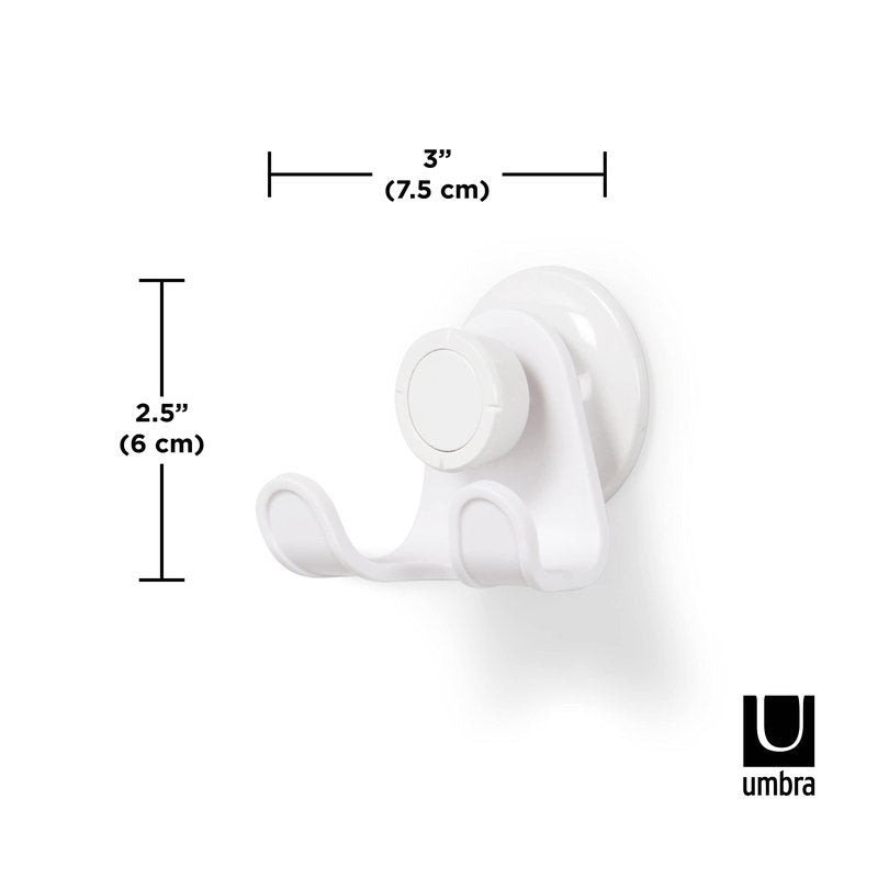 Umbra Flex Shower Storage Accessories with Patented Gel-Lock Technology Suction Cup, 5.8170000000000002 x 7.7469999999999999 x 6.1470000000000002 cm, White (Pack of 2)