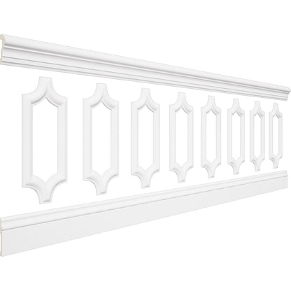 WPKUSC041P032 94 1/2"L (Adjustable 32"H to 36"H) Ashford Scalloped Panel Traditional Wainscot Paneling Kit
