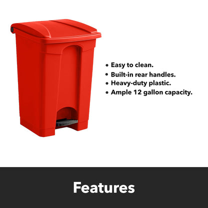 Zedfire [Red] Step-On 12-Gallon Trash Can - Compatible with Biohazard Waste Bags, Ideal for Medical/Lab/Hospital Use (12 Gallon)