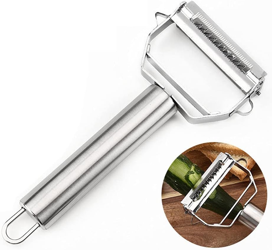 Ultra Sharp Vegetable Peeler - Stainless Steel 2 in 1 Julienne Vegetable Peeler - Perfect for Carrot Potato Cucumber,