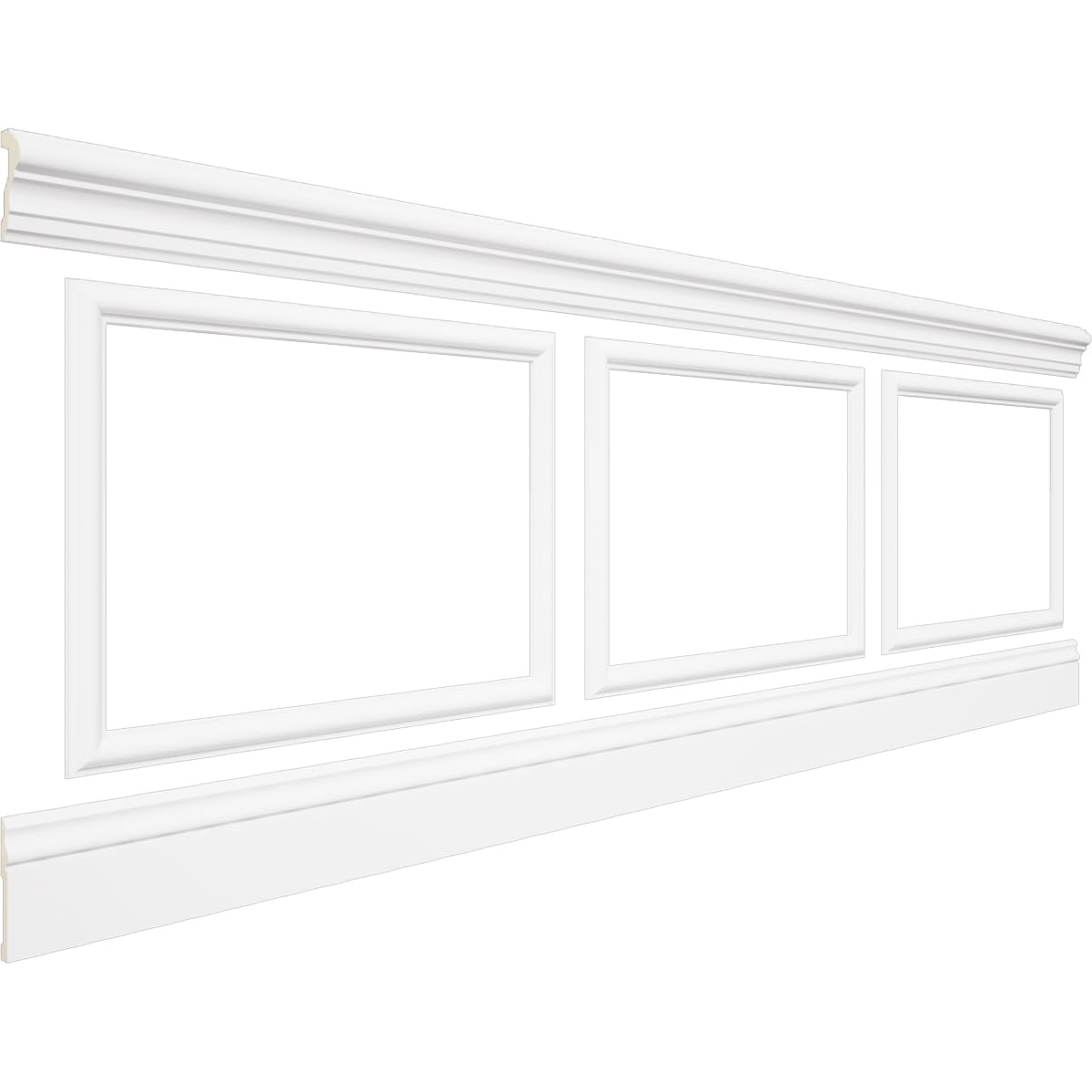 WPKUSQ101P032 94 1/2"L (Adjustable 32"H to 36"H) Ashford Square Panel Traditional Wainscot Paneling Kit