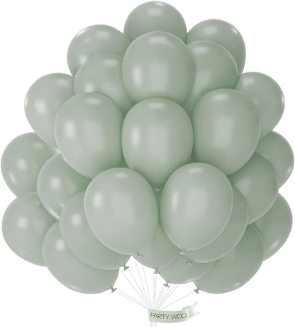PartyWoo Dusty Green Balloons - 50pcs 12 Inch Sage Olive Eucalyptus Latex for Baby Shower & Wedding Decor