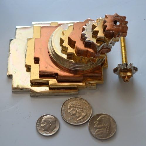 Sri Meru Yantra, Shree Chakra, Maha Meru in Astadhatu Size 3" Inch - 3D, Spiritual Powers, Vaastu Dosh, Prosperity