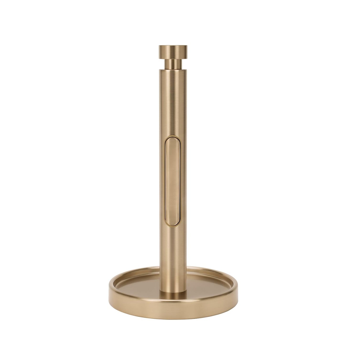 Ivilon Countertop Paper Towel Holder - Weighted Heavy Duty Steel Stand with Non-Slip Base for a Steady One-Handed One Sheet Tear - Fits All Rolls - Warm Gold