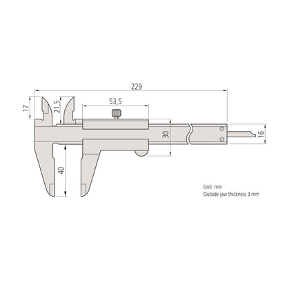 Mitutoyo 530-101 Vernier Calipers, Stainless Steel, for Inside, Outside, Depth and Step Measurements, Metric, 0"/0mm-150mm Range, +/-0.05mm Accuracy, 0.05mm Resolution, 40mm Jaw Depth