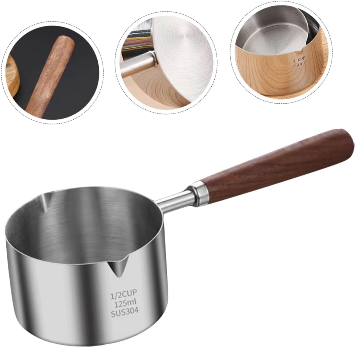 Small Pot with Pour Spout, Chocolate Melting Pot, Mini Frying Pan, Stainless Steel Small Steamer