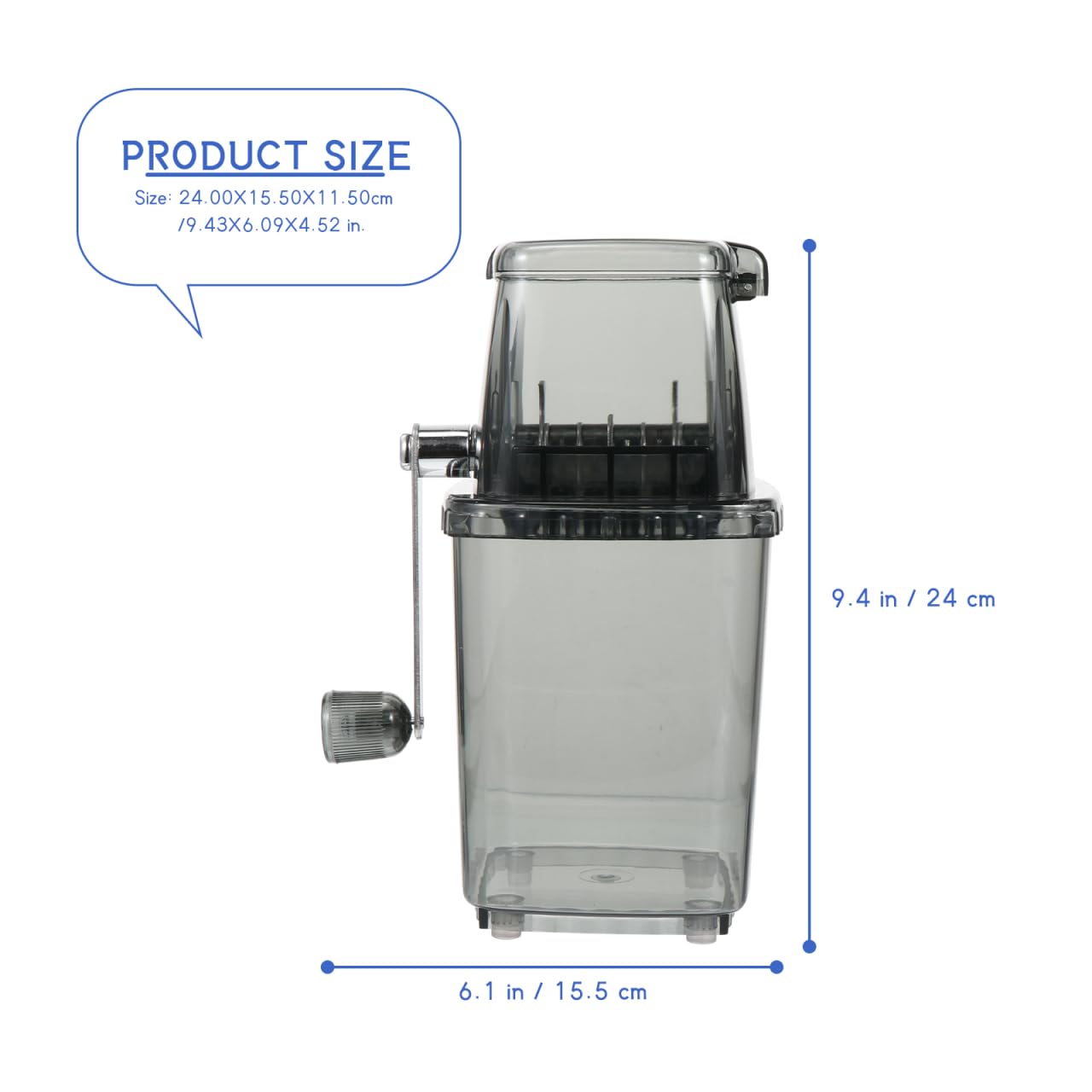 HOOTNEE Portable Hand Crank Ice Crusher Manual Ice Cube Chopper for Home Kitchen Bar Tool 9.44X6.10X4.52In Transparent Cover Design for Shaved Slush Drinks