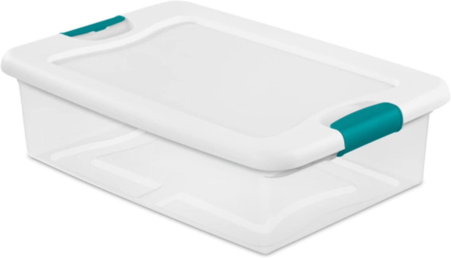 STERILITE Latching Storage Box with See-Through Base, 32-Qt