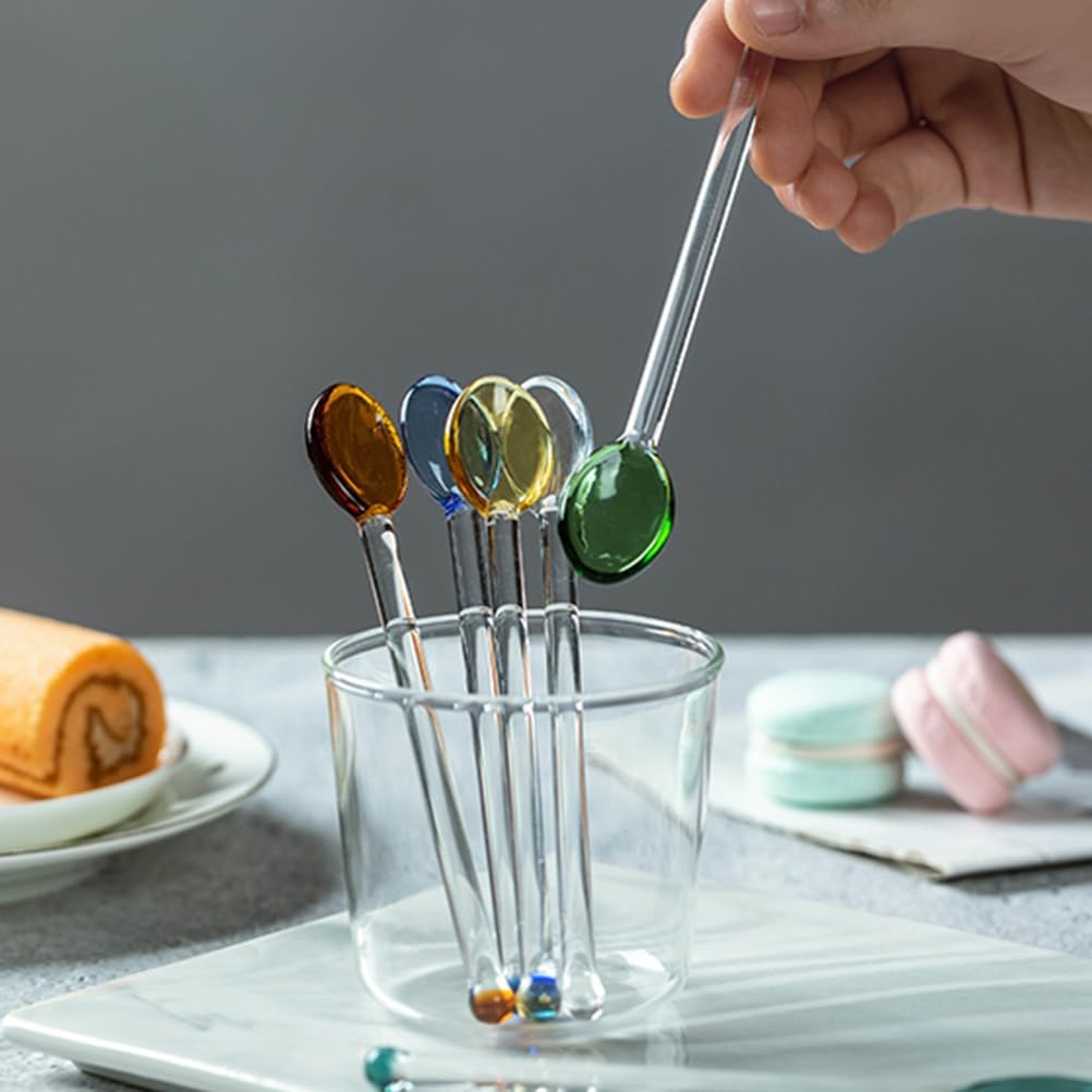 6Pcs Coffee Spoon Glass Tasting Spoon Set, Teaspoon Stirring Spoon for Tea, Dessert, Cocktail