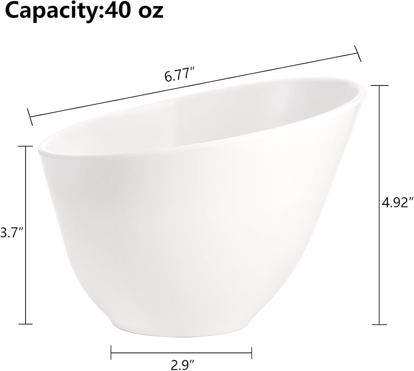 Fasmov 8 Pack Angled Melamine Serving Bowls, Large Party Snack Bowls, Salad Bowls for Weddings, Buffet, White