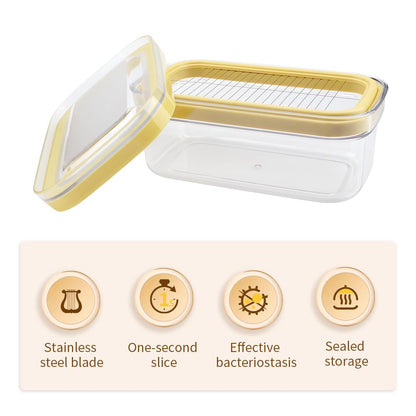 Airtight Butter Slicer Cutter, 2-in-1 Butter Slicer & Storage Container Dish with Lid for Fridge, Stainless Steel Cutting Grid Easy Cutting Two 4oz Sticks for Home Kitchens