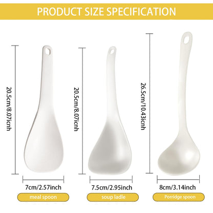 DOERDO 3Pcs Rice Paddle Spoon Soup Spoon Non Stick Rice Scooper Rice Spatula Cooking spoon for Rice Soup Potato, White