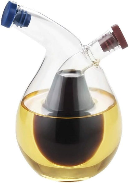 2 1 Clear Glass Oil and Vinegar Bottle, in Olive Oil Dispenser Cruet Bottles Double Pourer Spout Stoppers Kitchen