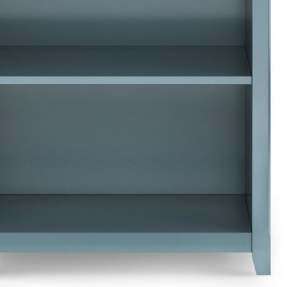 SIMPLIHOME Amherst Bookcase - 70 inch Tall 5-Shelf Solid Wood Bookshelf in French Blue, Transitional Storage for Living Room, Study Room or Office with Adjustable Shelves and Tapered Legs