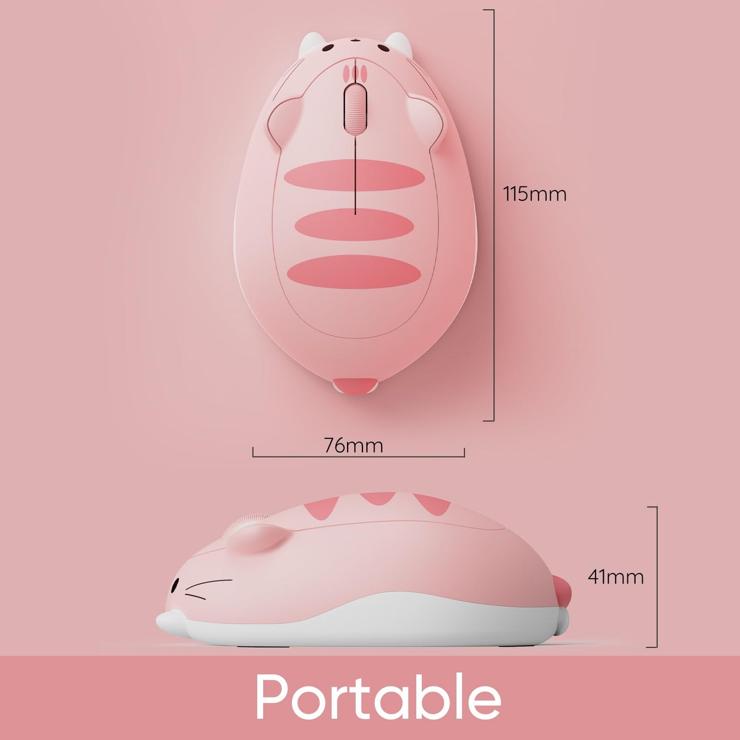 Akko Cat Theme Wireless Gaming Mouse, 2.4G GHz with a USB Receiver, Cute Optical Cordless Cartoon Mice for Computer/Laptop/Desktop/PC, Compatible with Mac/Win (Gray Mimo)