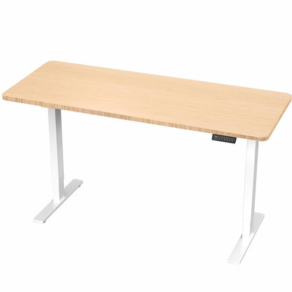 VIVO Electric 60 x 24 in Real Bamboo Standing Desk, Memory Height Adjustment, 1B Series, Holds 220 lbs, One-Piece Top, White Frame, DESK-KIT-1W6O