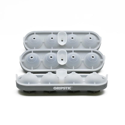 Jumbo Round Ice Cube Tray Set of 3 – 2” Large Sphere Ice Molds, Platinum Silicone, Easy-Fill Design, Dishwasher Safe, Makes 12 Big Ice Balls