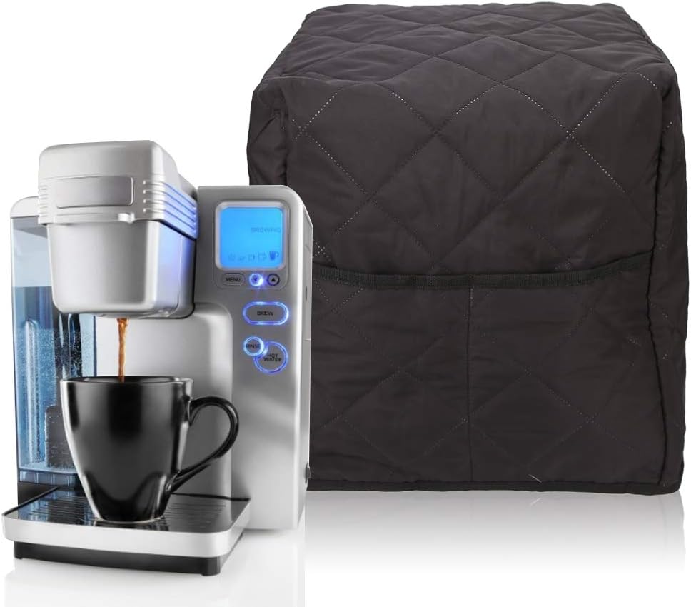 Black Coffee Maker Cover, Stain Resistant Washable Appliance Cover to Protect Coffee Machine (32 X 31 X 36cm)