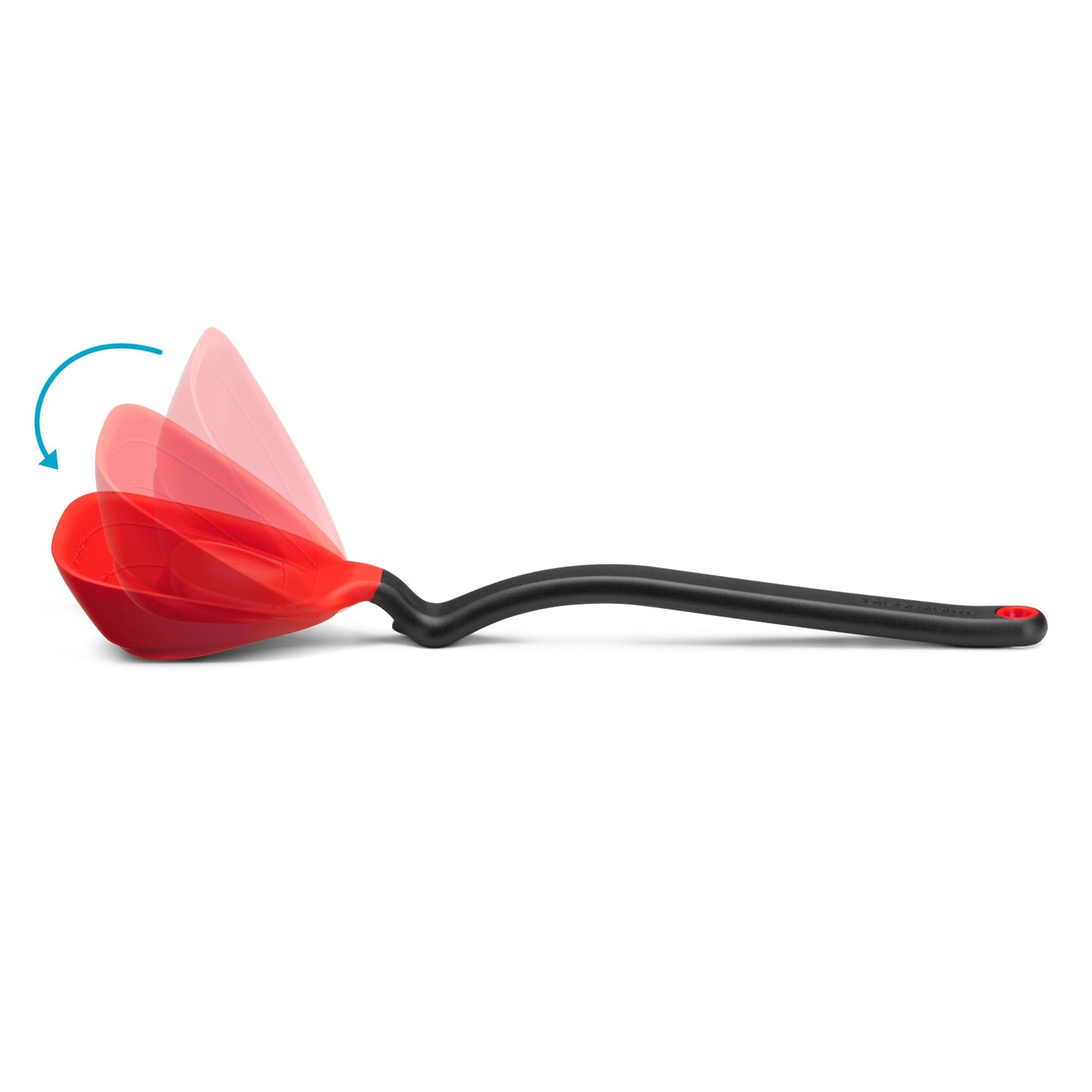 Dreamfarm Fladle Fold-Flat, Space-Saving Serving & Cooking Ladle Measures up to 1/2 Cup with Silicone Scraping Squeegee-Tip - 12" Red