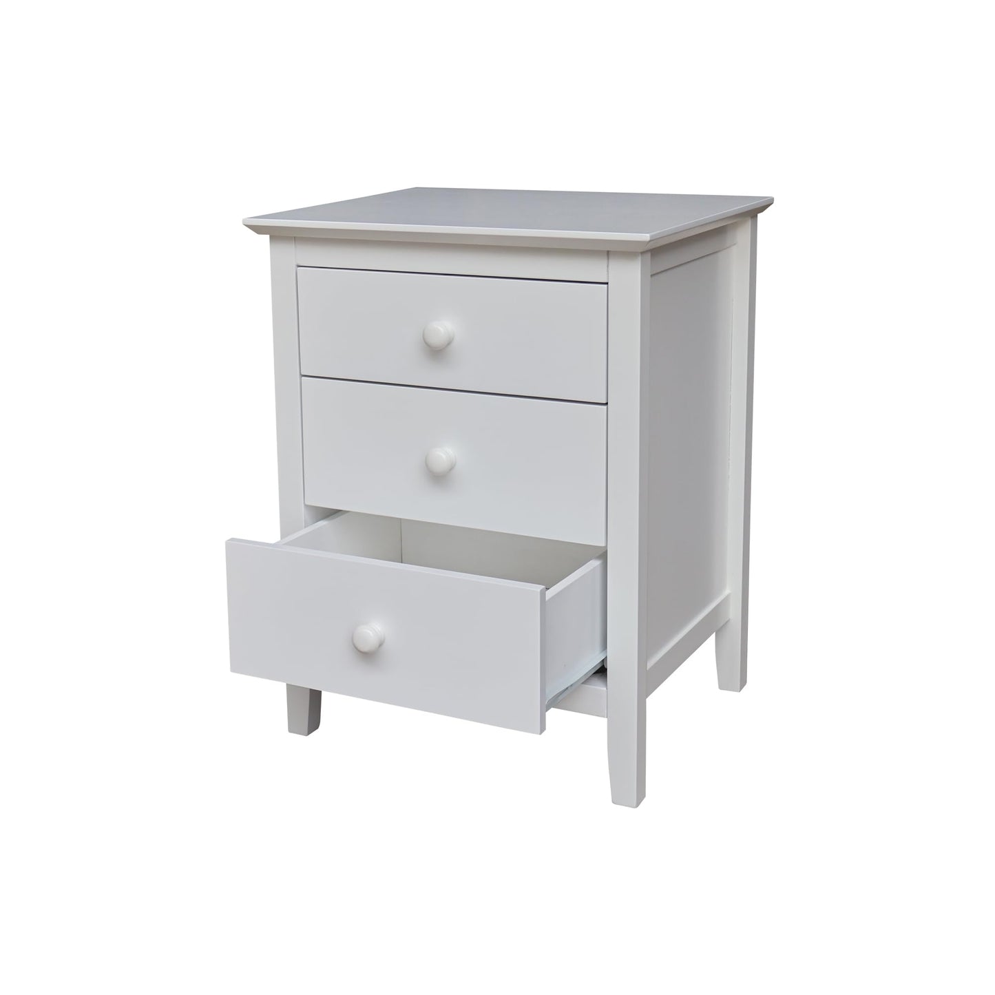 International Concepts Solid Wood Bedroom Nightstand with 3 Drawers in White