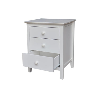 International Concepts Solid Wood Bedroom Nightstand with 3 Drawers in White