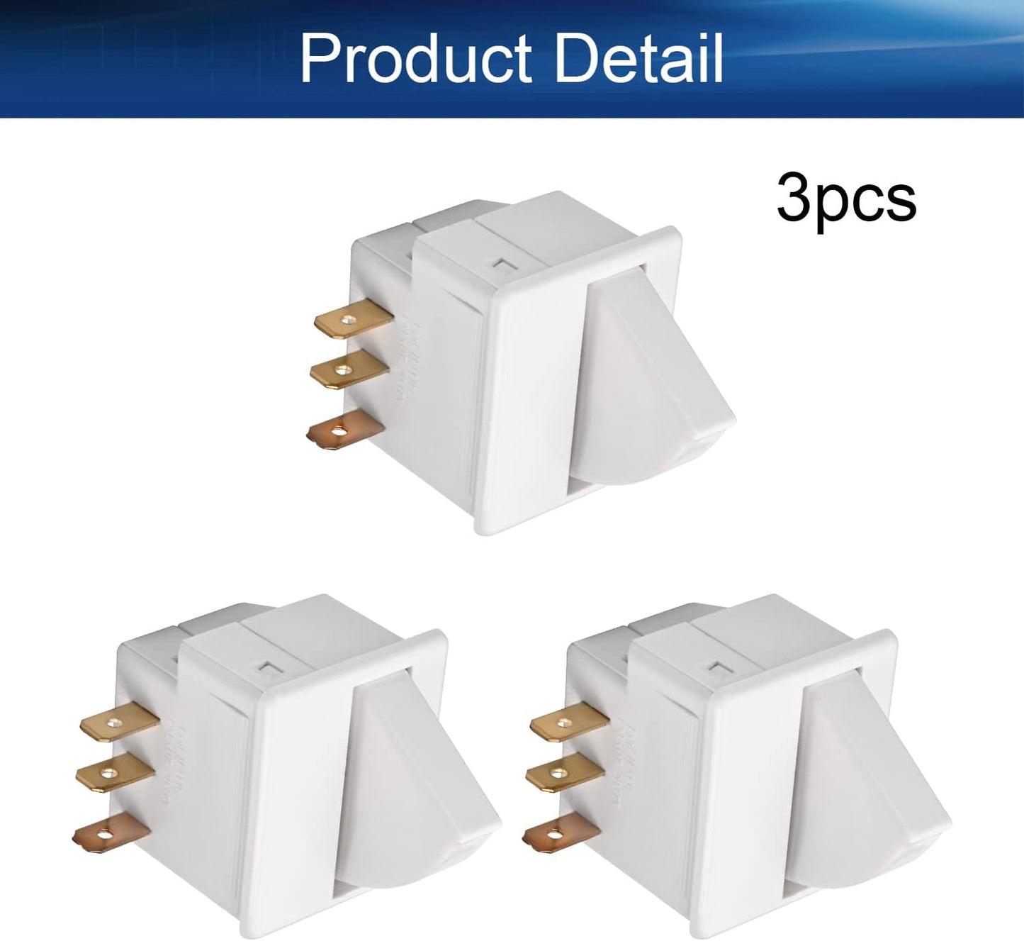 Heyiarbeit Refrigerator Door Light Switch, 3Pin Universal Replacement for Most Refrigerators, White (3Pcs)