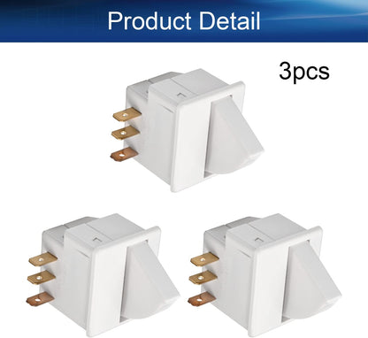 Heyiarbeit Refrigerator Door Light Switch, 3Pin Universal Replacement for Most Refrigerators, White (3Pcs)