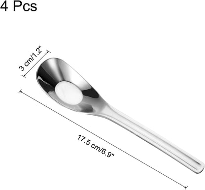 uxcell 4pcs 9.9 Inches Stainless Steel Soup Spoons for Dessert, Cereal, Dumplings, Wontons, Silver Tone