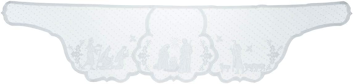 DoubleWood 20"x90" Christmas Decor Fireplace Scarf, White Lace Jesus Christmas Decorations Table Runner for Holiday