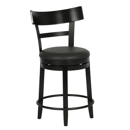 FDW Swivel Counter Height Bar Stools Set of 2 with Back, 24 Inch Upholstered Bar Stools, 360° Swivel Seat with Footrest, Black