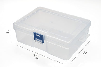 CHILDHOOD 2 Pack Clear Plastic Clip Box, Small Crayon Box Containers with Lids, 6.5 x 4.5 Inches