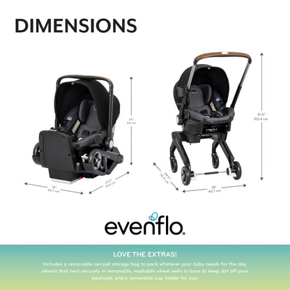 Evenflo Shyft DualRide Infant Car Seat Stroller Combo with Carryall Storage (Boone Gray)