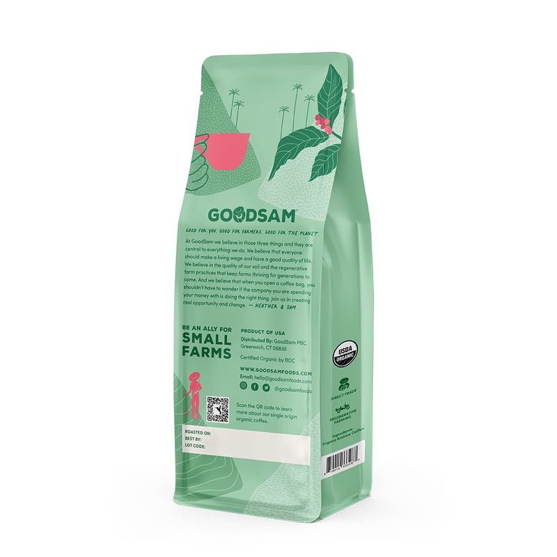 GoodSAM Colombian Medium Roast Organic Ground Coffee — Smooth & Balanced Flavor — Single-Origin Arabica Coffee — 32 oz Bulk Bag