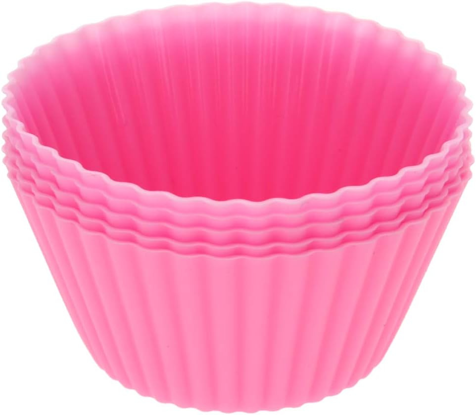 Utoolmart Silicone Cupcake Baking Cups, Reusable Non-Stick Cake Muffins Mold, 5 Pcs Pink for Party Bakery Supplies