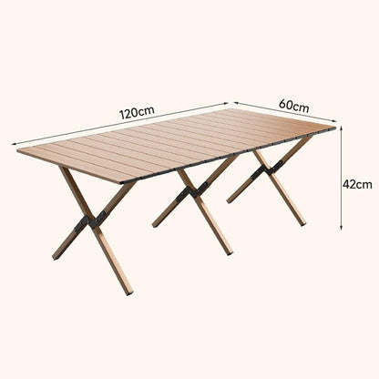 LLLKSX 47" Portable Folding Aluminum Camping Table - Lightweight, Roll-Up, Perfect for BBQs, Parties, and Outdoor Gatherings(B)