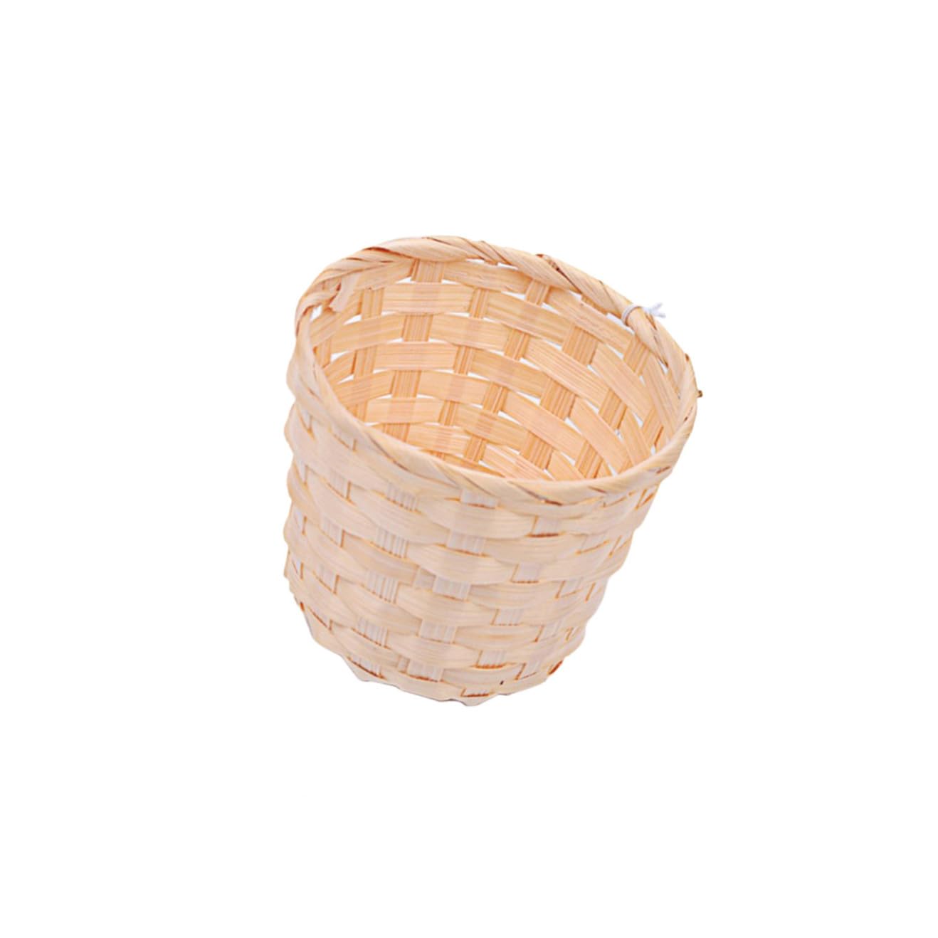 SAFIGLE Bamboo Desk Paper Wastebasket Straw Basket Weaving Organizer, Small Finishing Basket