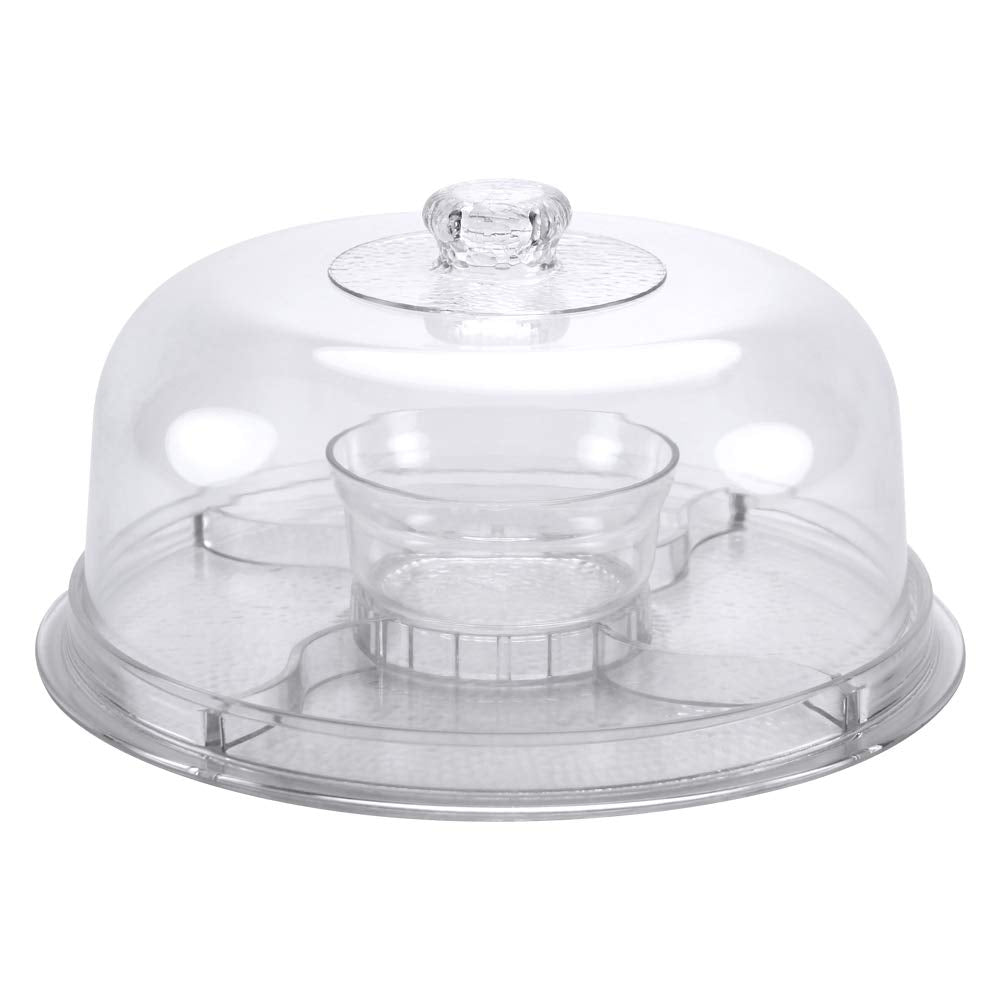 Cake Stand with Dome Cover, 6-in-1 Multi-Purpose Use, Cake Stand with Lid, Serving Platter, Punch Bowl, Desert Platter and More, BPA Free