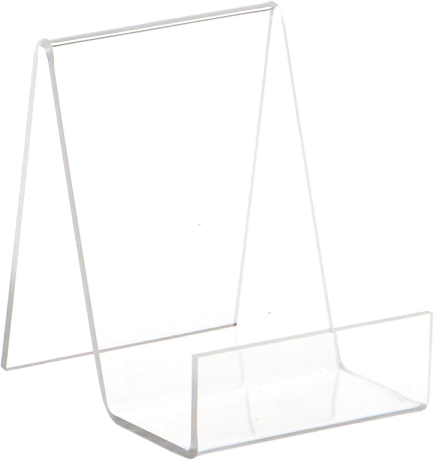 Plymor Clear Acrylic Flat Back Display Easel, 4" H x 3" W x 4" D, 1.5" Box Ledge